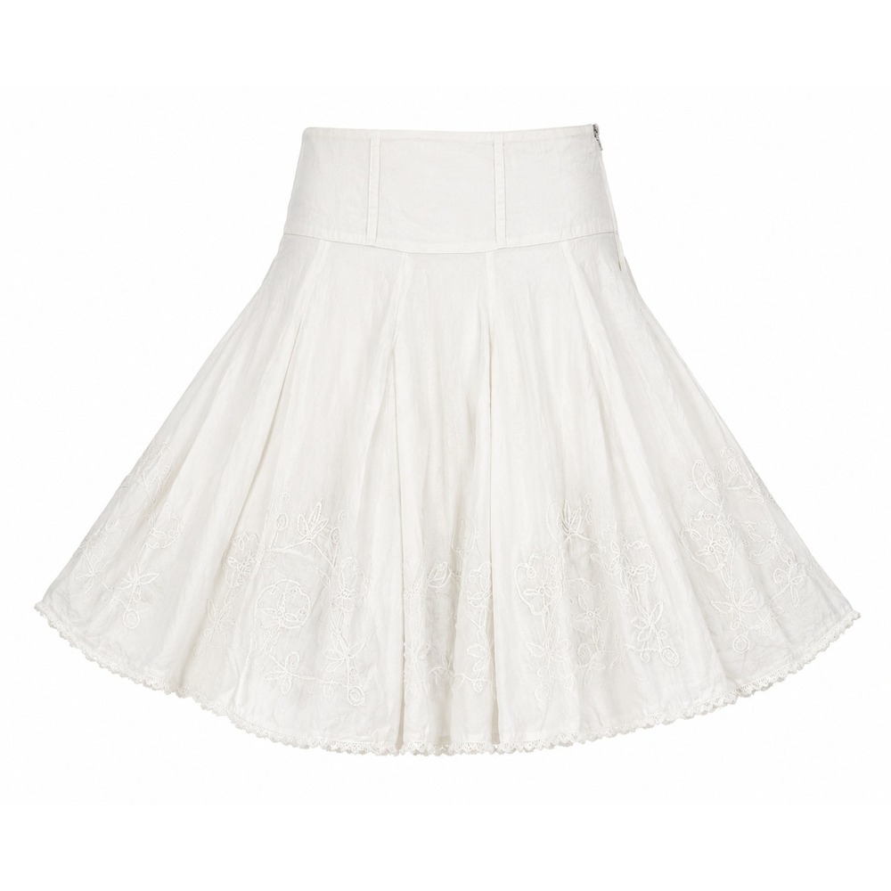 Saint Tropez White Cotton Embroidered Skirt XS Boho Cottagecore Y2K B-8298/B